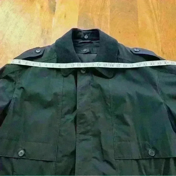 Vintage 90s Oversized Minimalist Unisex Black Belted Long Jacket Trench Coat - Picture 9 of 16